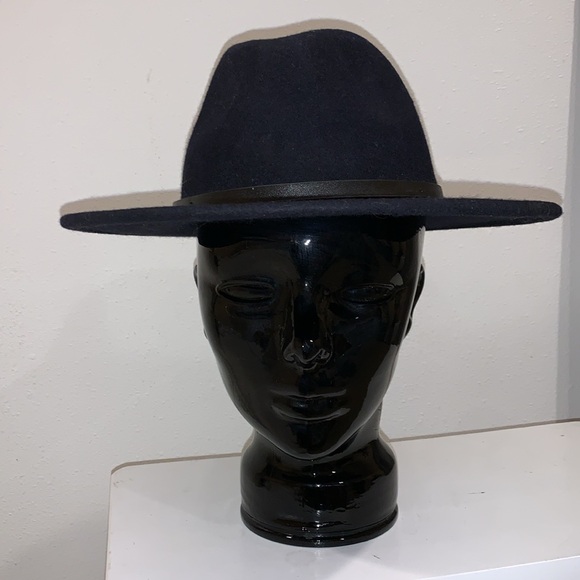 ACE OF SOMETHING OSLO FEDORA 100% AUSTRALIAN WOOL 57cm MEDIUM NAVY BLUE - Picture 2 of 7